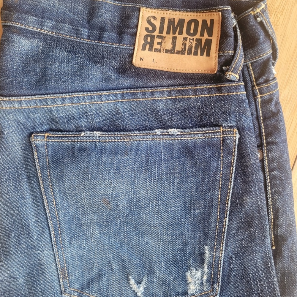 Simon Miller Distressed Indigo Slim Bootcut Jeans